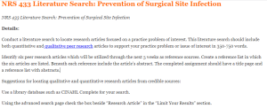 NRS 433 Literature Search Prevention of Surgical Site Infection