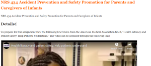 NRS 434 Accident Prevention and Safety Promotion for Parents and Caregivers of Infants