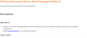 NUR 513 Discussion Theory-Based Nursing Practice II