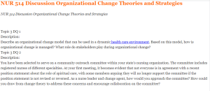 NUR 514 Discussion Organizational Change Theories and Strategies