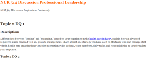 NUR 514 Discussion Professional Leadership