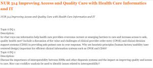 NUR 514 Improving Access and Quality Care with Health Care Informatics and IT