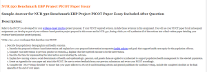 NUR 590 Benchmark EBP Project PICOT Paper Essay