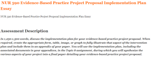 NUR 590 Evidence-Based Practice Project Proposal Implementation Plan Essay