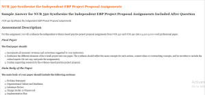 NUR 590 Synthesize the Independent EBP Project Proposal Assignments