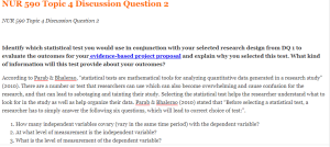 NUR 590 Topic 4 Discussion Question 2
