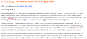 NURA 6053 Discussion Your Leadership Profile
