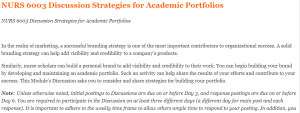 NURS 6003 Discussion Strategies for Academic Portfolios