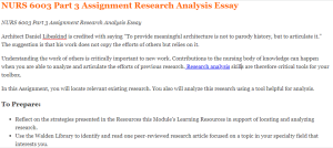 NURS 6003 Part 3 Assignment Research Analysis Essay
