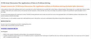 NURS 6050 Discussion The Application of Data to Problem-Solving