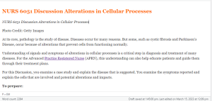 NURS 6051 Discussion Alterations in Cellular Processes