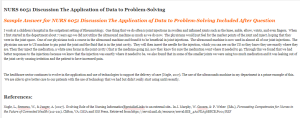 NURS 6051 Discussion The Application of Data to Problem-Solving