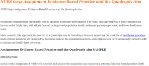 NURS 6052 Assignment Evidence-Based Practice and the Quadruple Aim
