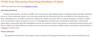NURS 6052 Discussion Searching Databases Walden
