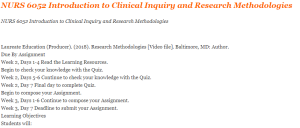 NURS 6052 Introduction to Clinical Inquiry and Research Methodologies