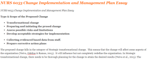 NURS 6053 Change Implementation and Management Plan Essay