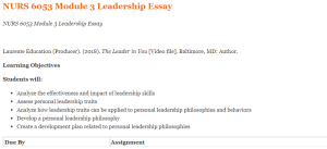 NURS 6053 Module 3 Leadership Essay