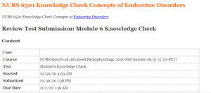 NURS 6501 Knowledge Check Concepts of Endocrine Disorders