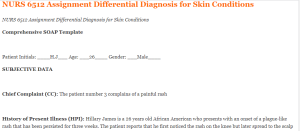 NURS 6512 Assignment Differential Diagnosis for Skin Conditions