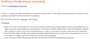 NURS 6512 Health History Assessment