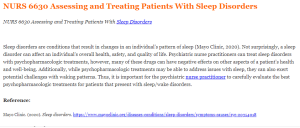 NURS 6630 Assessing and Treating Patients With Sleep Disorders