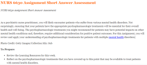 NURS 6630 Assignment Short Answer Assessment