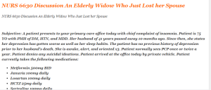 NURS 6630 Discussion An Elderly Widow Who Just Lost her Spouse