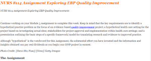 NURS 8114 Assignment Exploring EBP Quality Improvement