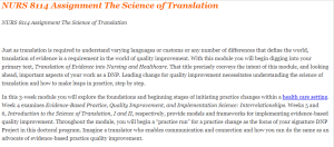 NURS 8114 Assignment The Science of Translation