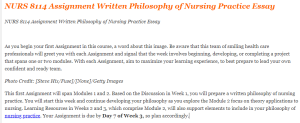 NURS 8114 Assignment Written Philosophy of Nursing Practice Essay