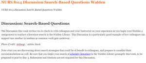 NURS 8114 Discussion Search-Based Questions Walden
