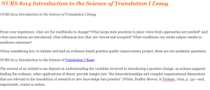 NURS 8114 Introduction to the Science of Translation I Essay