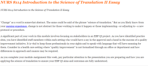 NURS 8114 Introduction to the Science of Translation II Essay