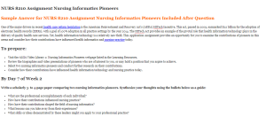 NURS 8210 Assignment Nursing Informatics Pioneers