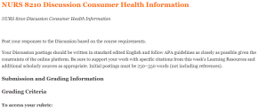 NURS 8210 Discussion Consumer Health Information