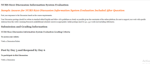 NURS 8210 Discussion Information System Evaluation