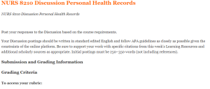 NURS 8210 Discussion Personal Health Records