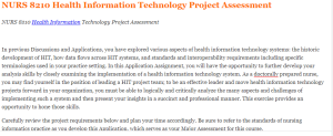 NURS 8210 Health Information Technology Project Assessment