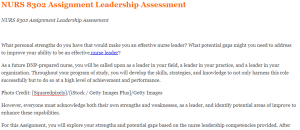NURS 8302 Assignment Leadership Assessment