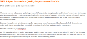 NURS 8302 Discussion Quality Improvement Models