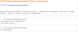 NURS 83O2 Organizational Culture Assessment