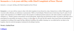 Scenario 1 A 16-year-old Boy with Chief Complaint of Sore Throat