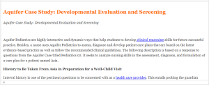 Aquifer Case Study  Developmental Evaluation and Screening