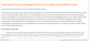 Assessment Tools and Diagnostic Tests in Adults and Children Essay