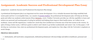 Assignment Academic Success and Professional Development Plan Essay