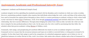 Assignment Academic and Professional Integrity Essay