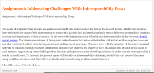 Assignment  Addressing Challenges With Interoperability Essay