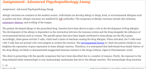 Assignment Advanced Psychopathology Essay