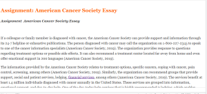 Assignment  American Cancer Society Essay