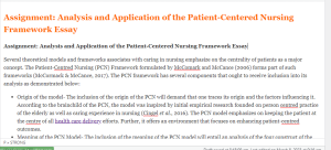 Assignment Analysis and Application of the Patient-Centered Nursing Framework Essay